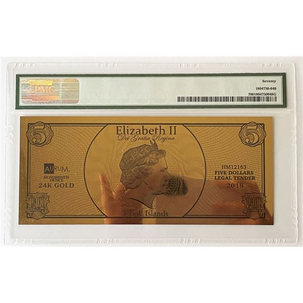 2018 Royal Wedding Harry & Megan Markle .999 Gold 1/100th ozt $5 Legal Tender PMG 70