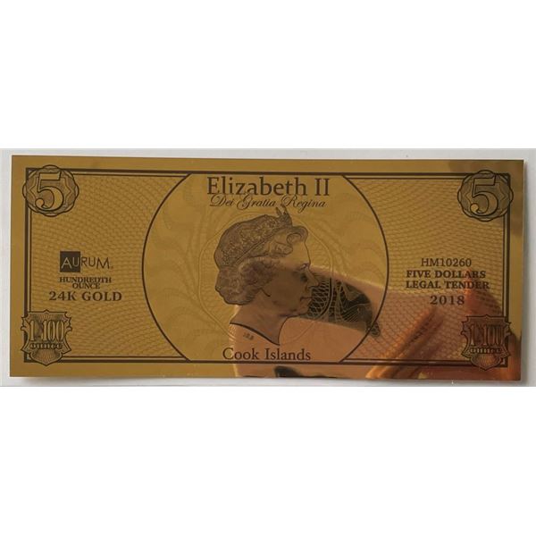 2018 Royal Wedding Harry & Megan 24K Gold 1/100th ozt $5 Legal Tender