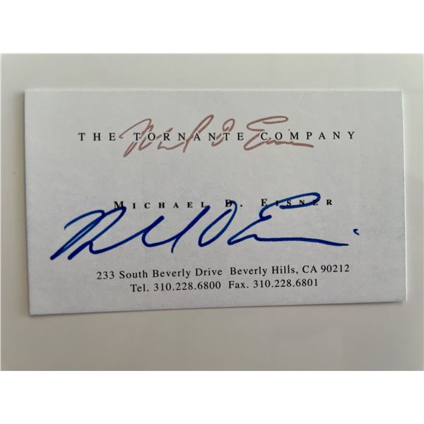 Former Disney CEO Michael Eisner signed business card