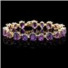 Image 1 : 14k Gold 40.00ct Amethyst & 1.00ct Diamond Bracel