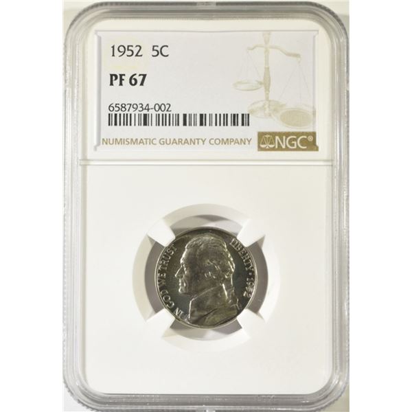 1952 JEFFERSON NICKEL NGC PF 67
