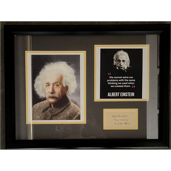 Albert Einstein signed Theory of Relativity quote and equation collage. GFA authenticated