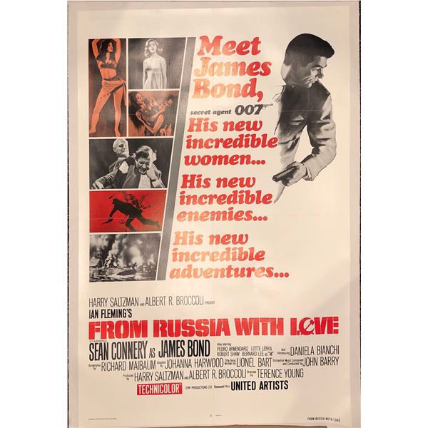 From Russia With Love original 1964 vintage linen backed one sheet poster
