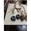 Image 2 : 2 GOAT SKULLS, ANTLERS AND SKULL CANDLE HOLDERS