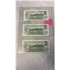 Image 2 : 3  1973 1 DOLLAR BILLS - LAST ISSUE, MINT CONDITION