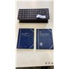 Image 1 : WOODEN CASE WITH COLLECTIBLE COINS, TOKENS, PIPE AND 2 EMPTY COIN COLLECTING FOLDERS