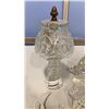 Image 2 : CRYSTAL AND GLASS TABLE LAMP, BIRD FIGURES, FLOWER CANDLE HOLDER, ETC