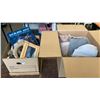 Image 1 : 2 BOXES OF TOWELS, ESTATE GOODS, STRING DECORATIONS