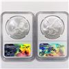 Image 2 : 2021 Set (2) ASE NGC MS70 1st Day Issue Eagle