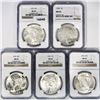 Image 2 : 1922-1925 Set (5) Silver Peace Dollar NGC MS63