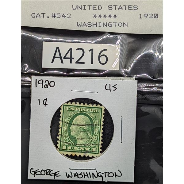 1920 US 1 Cent Stamp Washington (A4216)