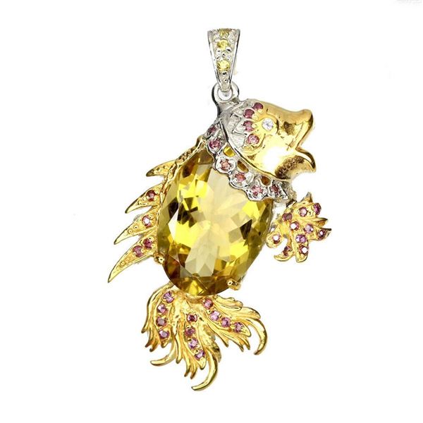 Natural Handcrafted Yellow Citrine 19.40 ct Fish Pendant