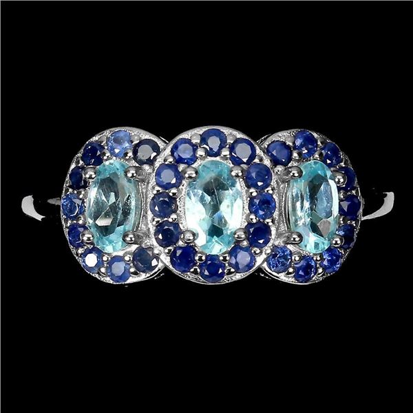 Natral Brazil Apatite & Sapphire Ring