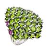 Image 2 : Natural Chrome Diopside & Rhodolite Garnet Ring