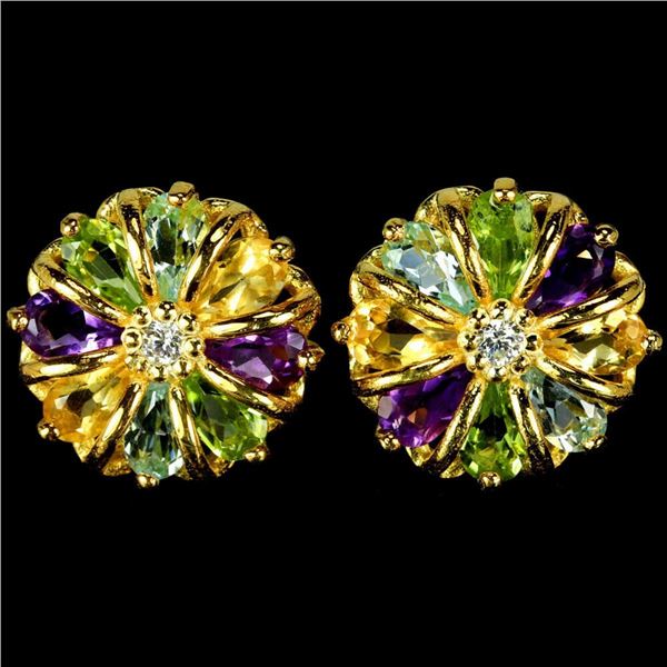 Natural AMETHYST TOPAZ CITRINE PERIDOT Earrings
