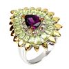 Image 2 : Natural Rhodolite Garnet Peridot Sapphire Ring