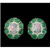 Image 1 : Natural Ethiopian White Opal  & Emerald Earrings