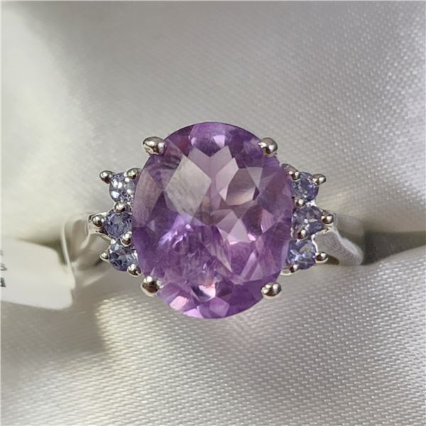 SILVER AMETHYST TANZANITE RING (~SIZE 7)