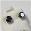 Image 2 : 14K WHITE GOLD BLACK DIAMOND(1.75CT) EARRINGS