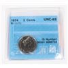 Image 1 : 1974 5 CENT UNC 65 (MS) GRADED BY C.C.C.S.