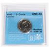 Image 1 : 1980 5 CENT UNC 66 (MS) GRADED BY C.C.C.S