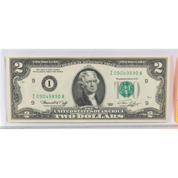 ONE 1976 AMERICAN $2 I0949890A GEM UNC