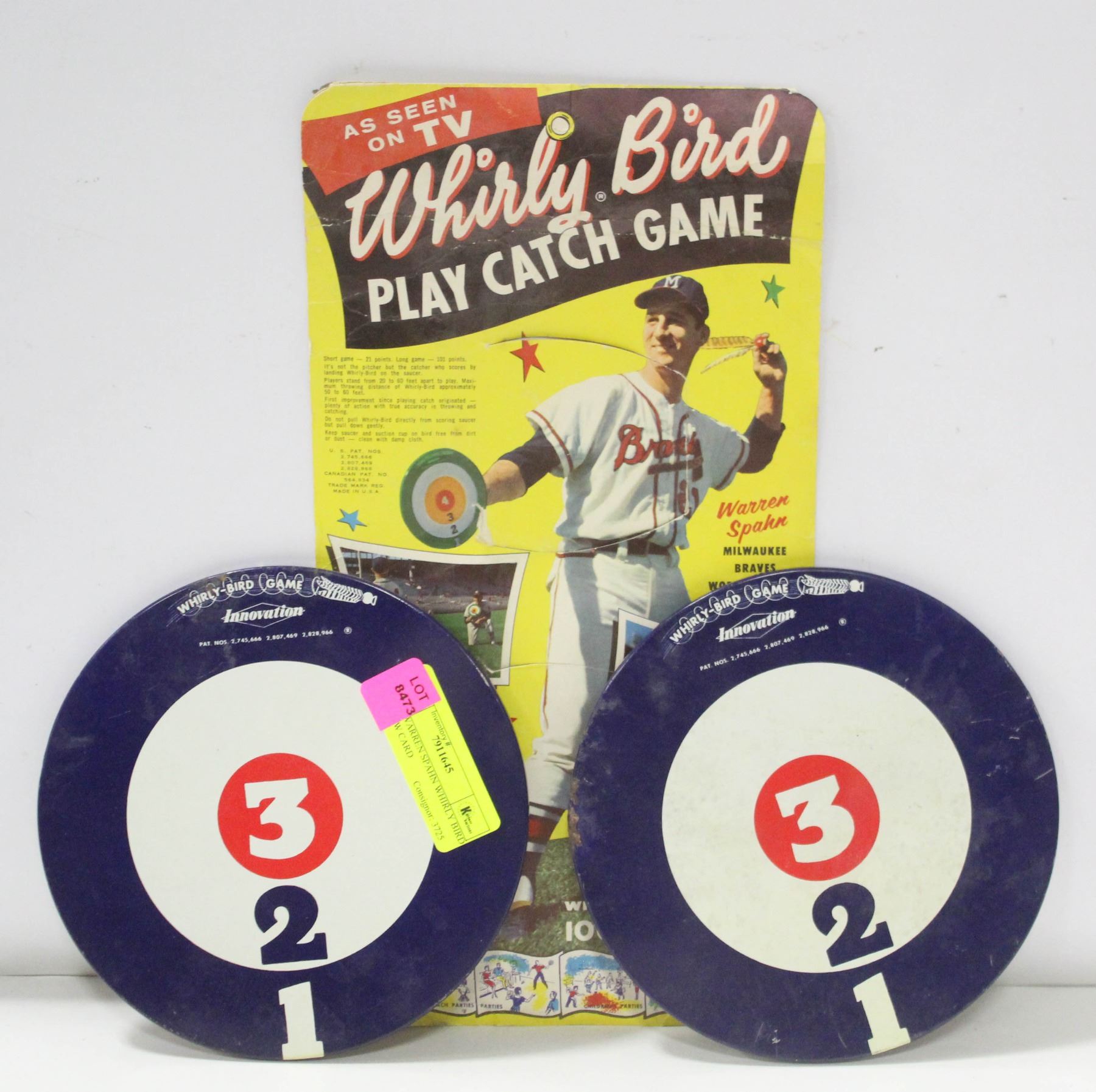 1950S WARREN SPAHN WHIRLY BIRD GAME W CARD