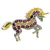Image 1 : Natural Rhodolite Garnet Tanzanite Unicorn Brooch