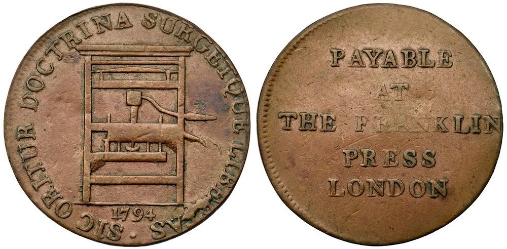 1794 Franklin Press Token VF25
