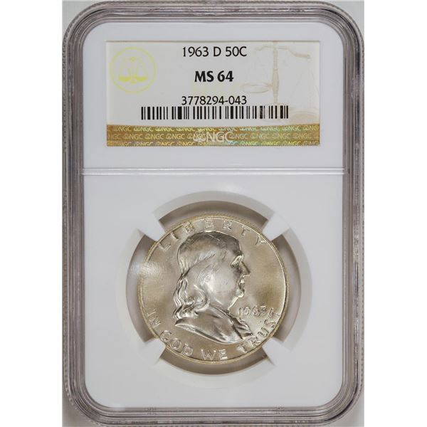 1963-D Franklin Half Dollar Coin NGC MS64