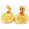 Image 3 : Chanel Gold-tone Metal CC Arabesque Logo Round Clip-on Earrings