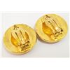 Image 4 : Chanel Gold-tone Metal CC Arabesque Logo Round Clip-on Earrings
