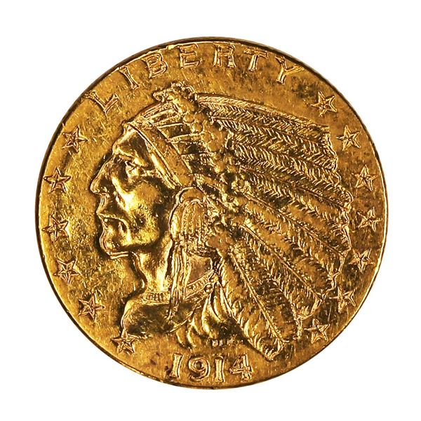 1914-D $2.5 Indian Head Quarter Eagle Gold Coin C+
