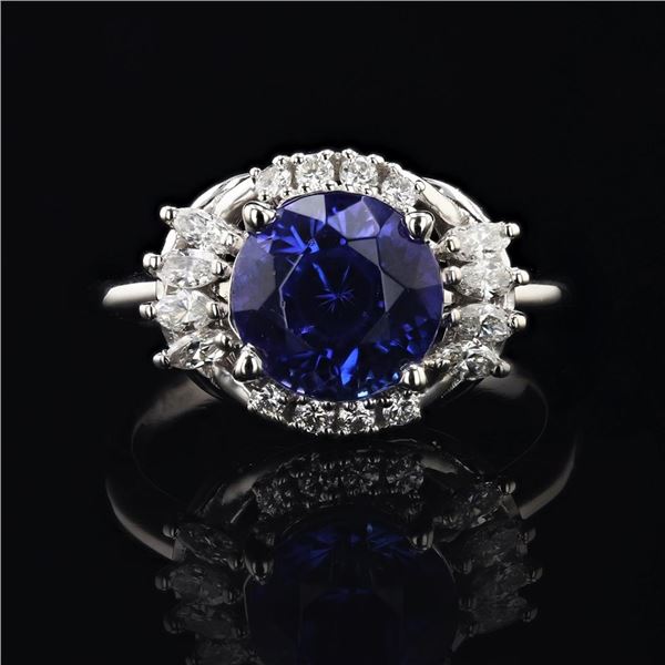 2.84 ctw Tanzanite and 0.37 ctw Diamond Platinum Ring