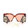 Image 3 : Gucci Wing Square Sunglasses Tortoise Acetate and Metal Brown
