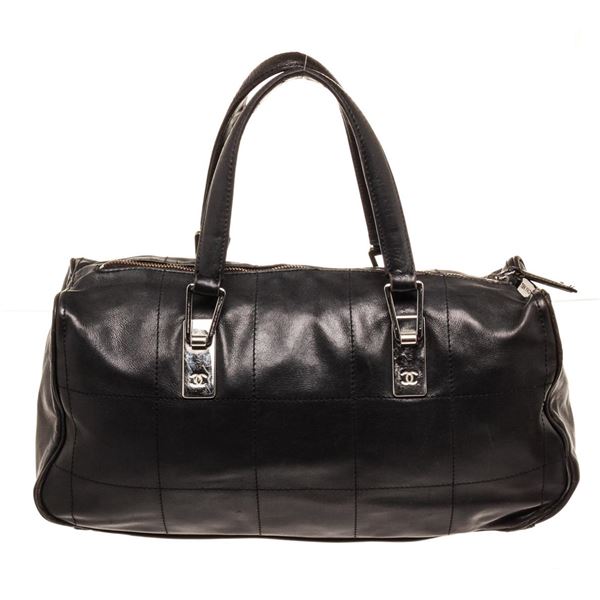 Chanel Black Leather Chocolate Bar Shoulder Bag