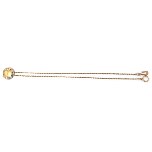 Chanel Gold-tone Metal Round Logo Pendant Chain Necklace