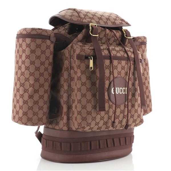 Gucci Red GG Supreme Coated Canvas with Applique Multiple Pocket Large Backpack