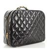 Image 2 : Chanel Vintage Black Quilted Patent Leather Chain Large Lunch Box Bag