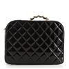 Image 3 : Chanel Vintage Black Quilted Patent Leather Chain Large Lunch Box Bag