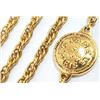 Image 3 : Chanel Vintage Gold-tone Metal Double Link Long Chain 31 Rue Cambon Coin Pendant