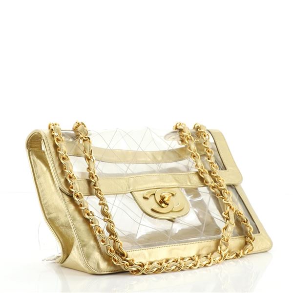Chanel Vintage Naked Flap Bag Quilted PVC Maxi