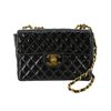 Image 1 : Chanel Black Quilted Patent Jumbo Flap Shoulder Bag