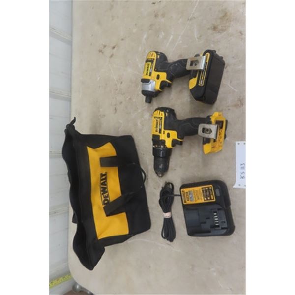 Dewalt 20 Volt Drill and Impact Driver with 1 Battery, Charger, and