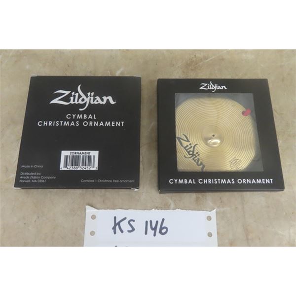 Pair of Zildjian Cymbal Christmas Ornaments - New in Box 