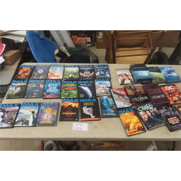 20 IMAX DVD's , Planet Earth DVD's, Assorted TV Series 