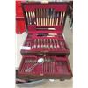 Image 1 : Antique 1940s 95 Piece England Silverware Set in Wood Case