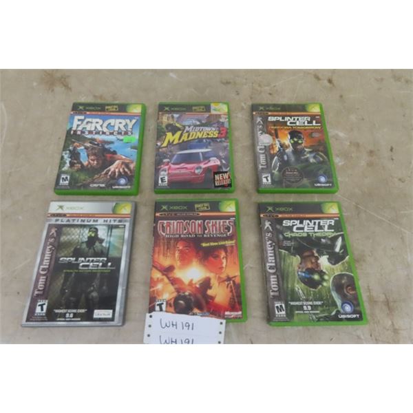 6 Assorted Xbox Games - Splinter Cell, Crimson Skies, Farcry 