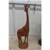 Image 5 : Wood Carved Painted Rooster and Giraffe - Rooster is 20'' Tall 