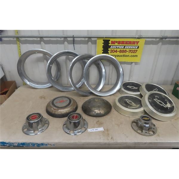 Assorted Hubcaps, Center Caps and Beauty Rings - Chevy, Packard 